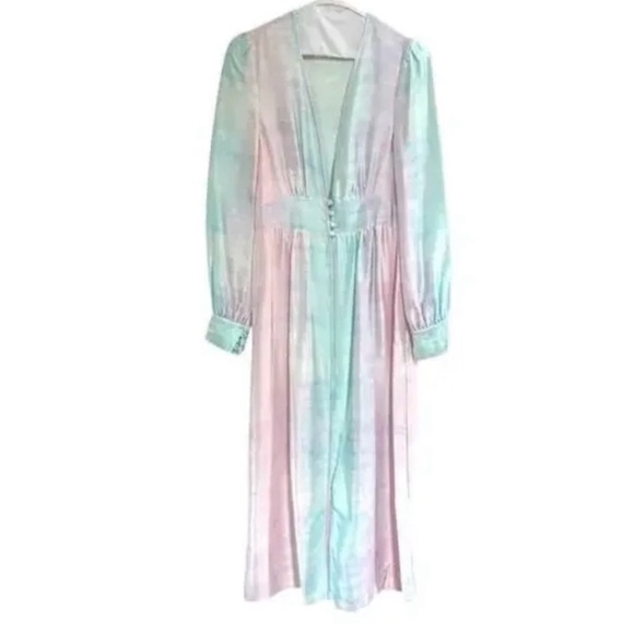 Hill House 100% Mulberry Silk Tati Duster Soft Pink and Blue Dress - Picture 3 of 9